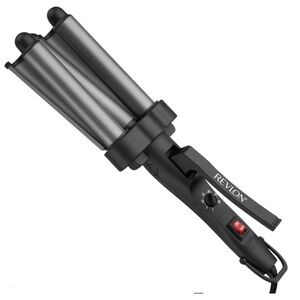 REVLON 3 Barrel Jumbo Hair Waver | Long-Lasting, Natural Looking Waves, (Grey)